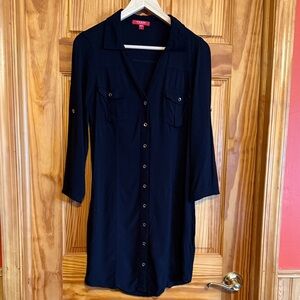 Guess Black Shirt Dress with Collar